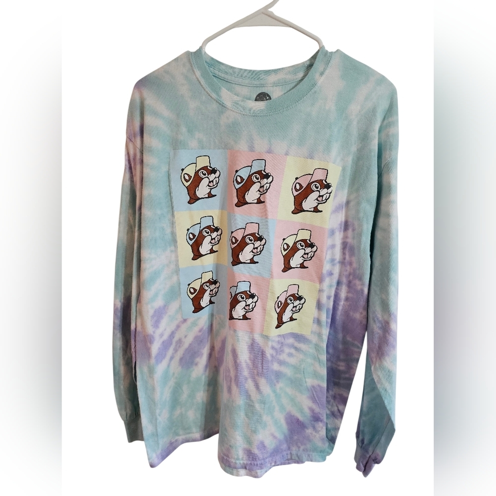 Buc-ee’s Tie Dye Long Sleeve T Shirt Men L Pastel Graphic Beaver Cotton Unisex - Picture 2 of 6